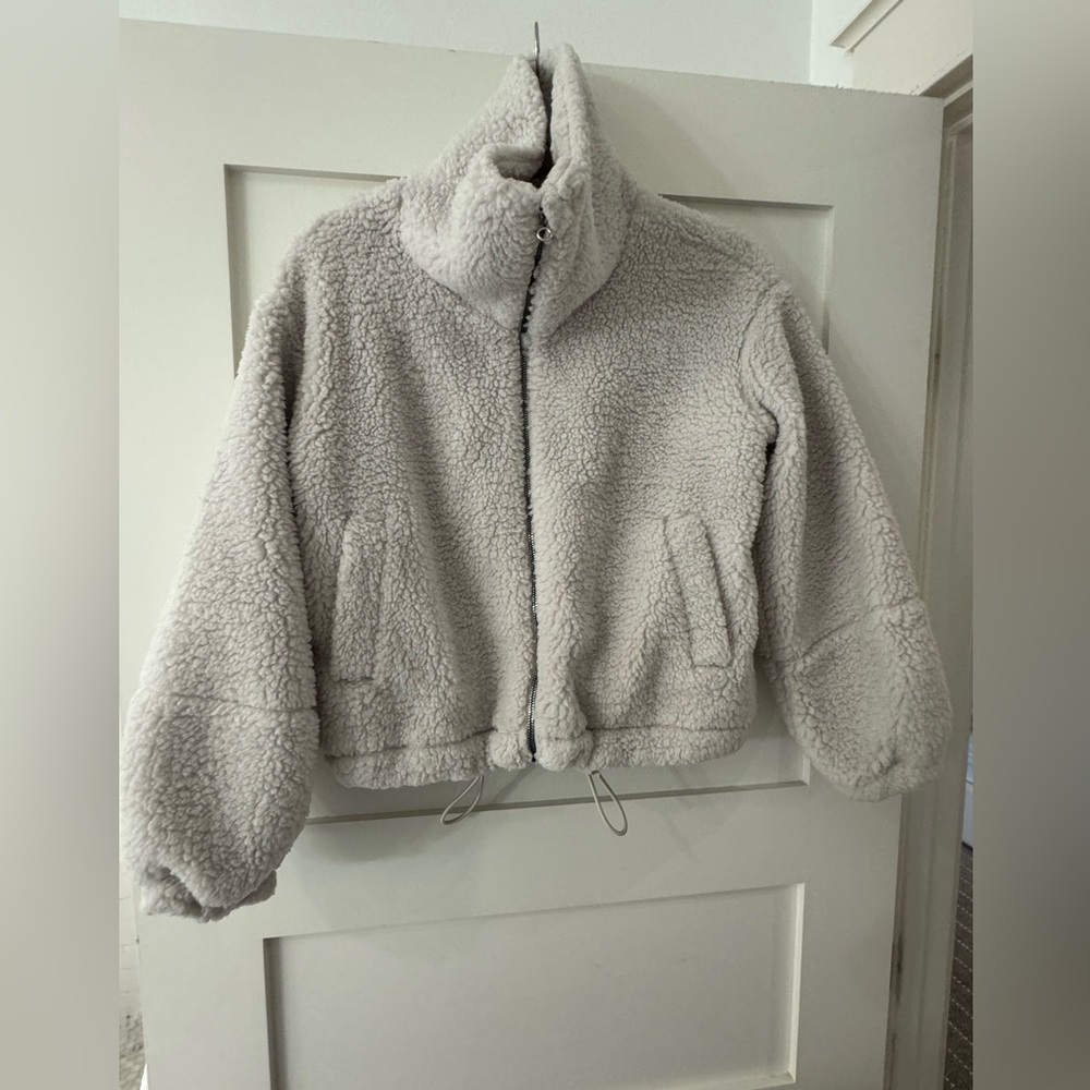 Lululemon Cinchable waist zip up fleece jacket beige